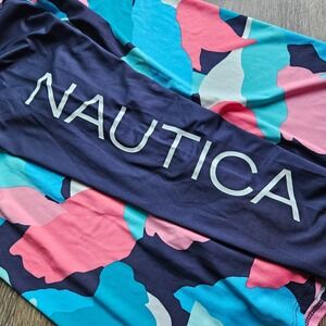 Nautica Womens Long Sleeve Rash Guard Swim Shirt Blue Pink Camo Size M 8L1CY83